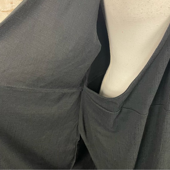 J. Crew Factory Textured Knit Wrap Dress Black XL AL924 Short Sleeves V-neck - Picture 3 of 9